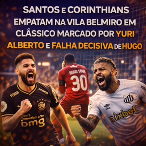 Santos e Corinthians empatam na Vila Belmiro em clássico marcado por Yuri Alberto e falha decisiva de Hugo