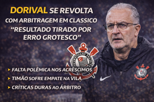 Dorival dispara contra arbitragem e Corinthians reage a empate polêmico na Vila Belmiro
