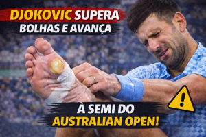 DJOKOVIC SUPERA DOR, CALOR EXTREMO E AVANÇA NO AUSTRALIAN OPEN APÓS DRAMA COM BOLHAS NOS PÉS