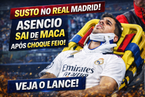SUSTO NO SANTIAGO BERNABÉU: ASENCIO SAI DE MACA APÓS CHOQUE COM TCHOUAMÉNI EM REAL MADRID X BENFICA