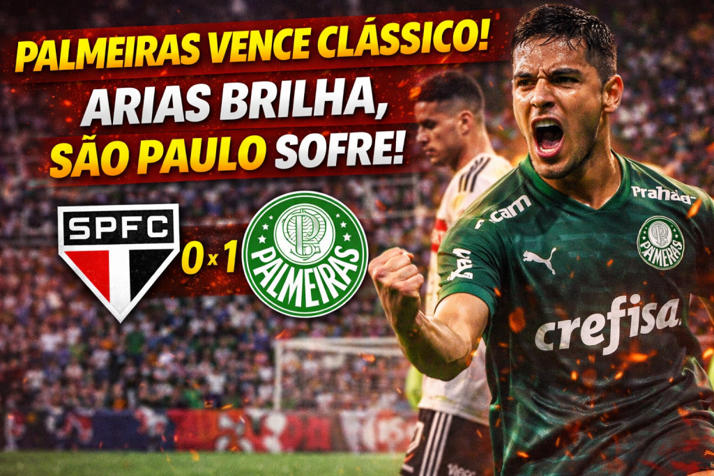 PALMEIRAS IMPÕE AUTORIDADE NO CLÁSSICO: ARIAS DECIDE, SÃO PAULO SOFRE E RESULTADO MEXE COM O BRASILEIRÃO