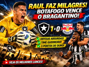 GOLEIRO DECISIVO E DEFESA IMPECÁVEL: RAUL FAZ MILAGRES, BOTAFOGO SUPERA PRESSÃO E CONQUISTA VITÓRIA FUNDAMENTAL NO BRASILEIRÃO