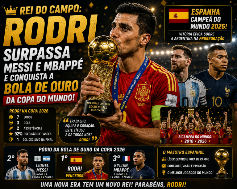 Rei do Campo: Rodri Surpassa Messi e Mbappé e Conquista a Bola de Ouro da Copa do Mundo