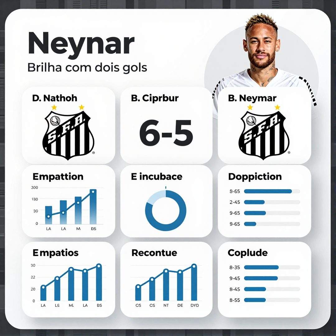 Infográfico - Neymar brilha com dois gols e conduz Santos ao empate contra a Chapecoense