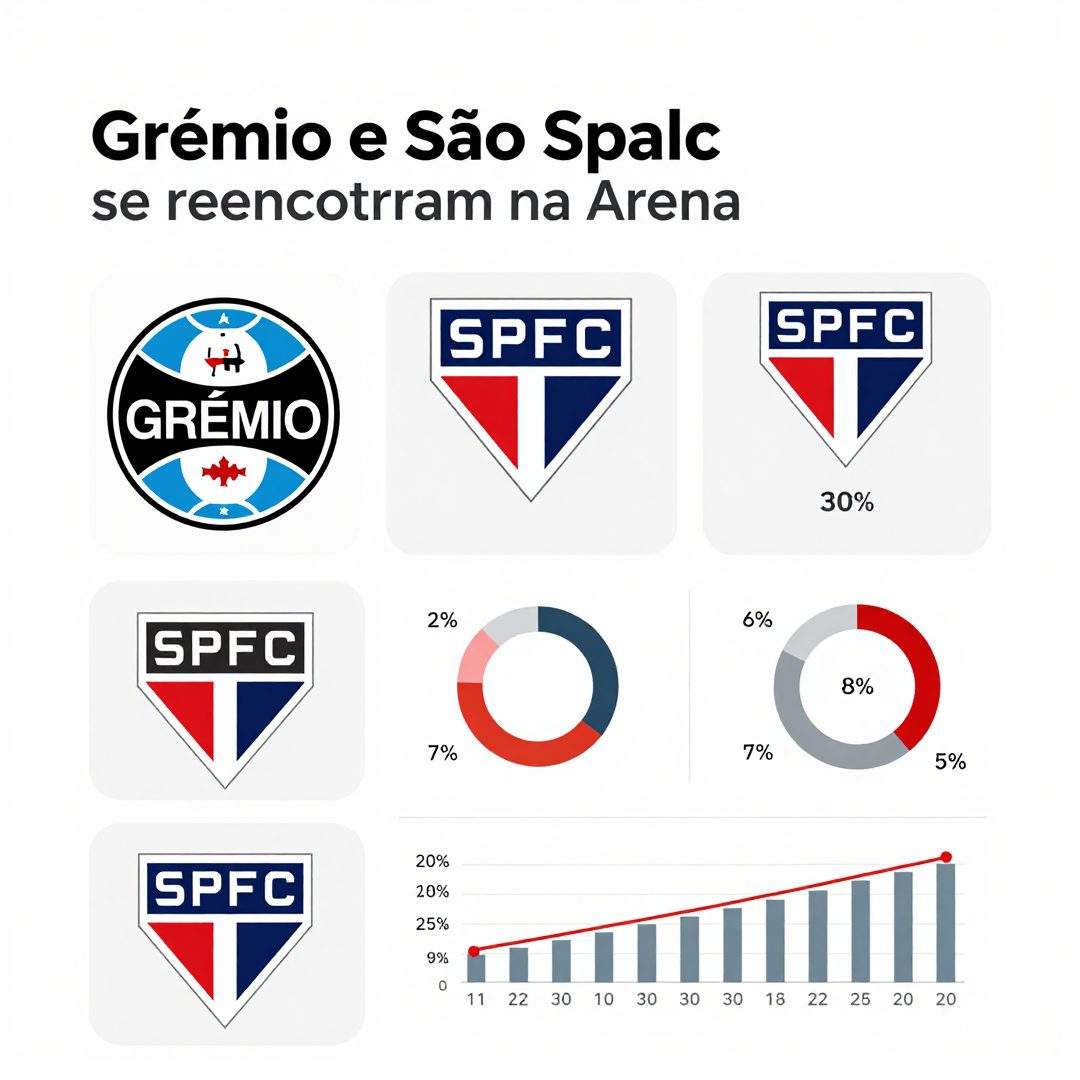 Infográfico - Grêmio e São Paulo se reencontram na Arena: análise das classificações e desafios para a temporada