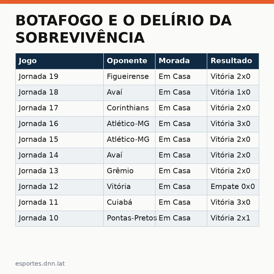 Infográfico - Botafogo e o Delírio da Sobrevivência: Como Tite Evitou a Caída no Brasileirão