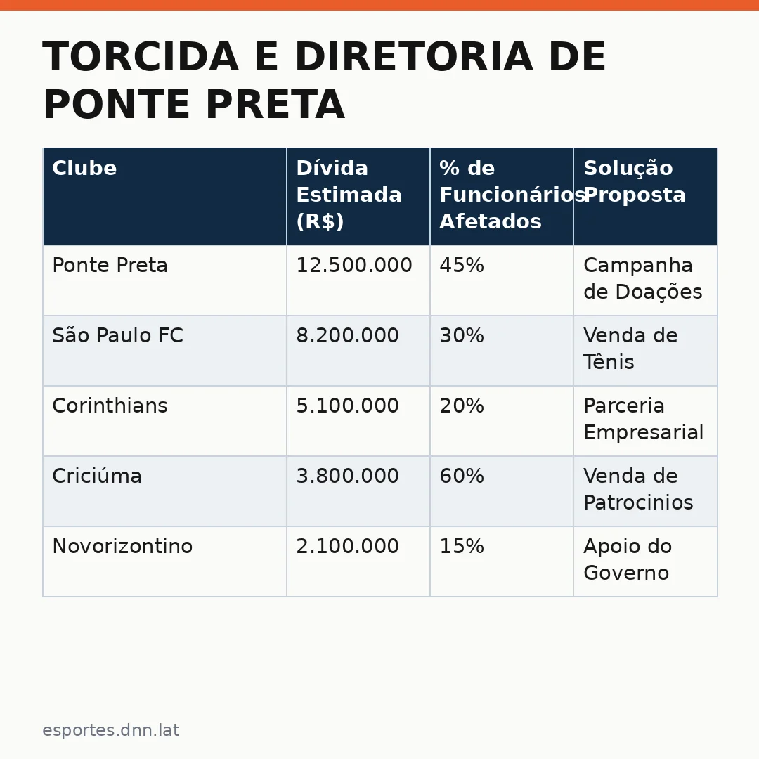 Infográfico - Torcida e Diretoria de Ponte Preta Unem Forças na Campanha por Salários