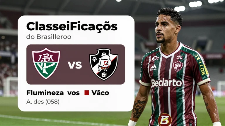O Fluminense venceu o Vasco por 1 a 0 no último clássico disputado no sábado, dia 5 de setembro de 2026, no Maracanã, válido pela 26ª rodada do Campeonato Brasileiro