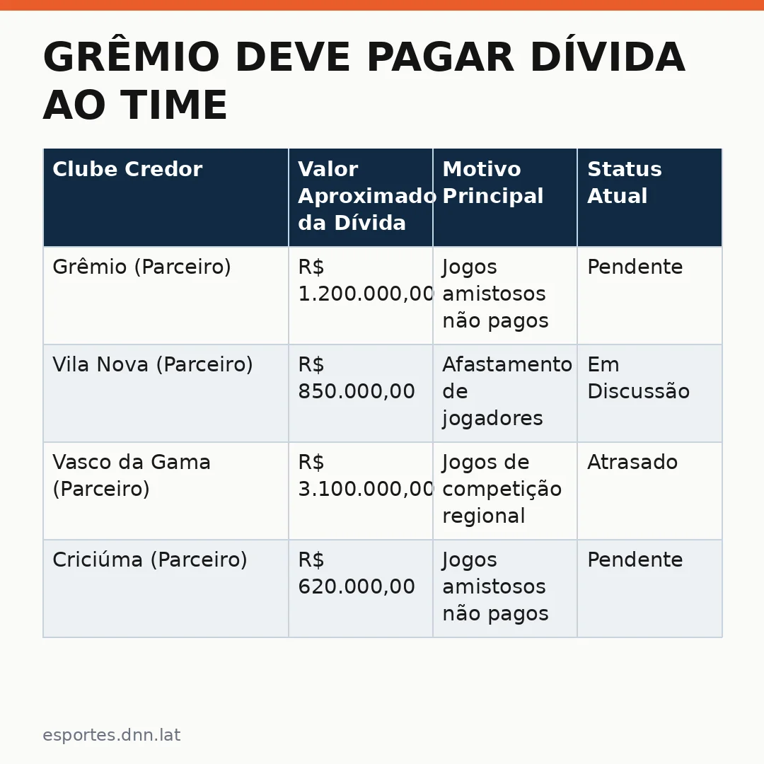 Infográfico - Grêmio deve pagar dívida ao time do PR: faixa de caloteiro vira marca em jogo da base