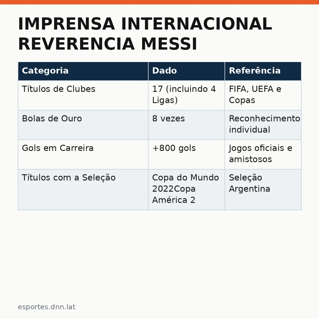 Infográfico - Imprensa internacional reverencia Messi: O legado do argentino em um momento histórico