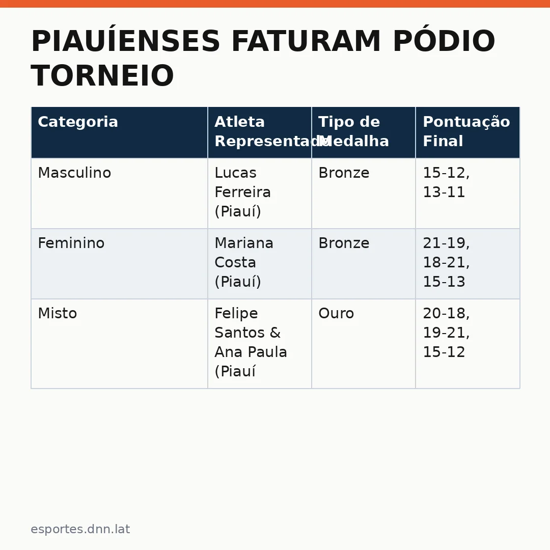 Infográfico - Piauíenses faturam pódio torneio internacional de badminton